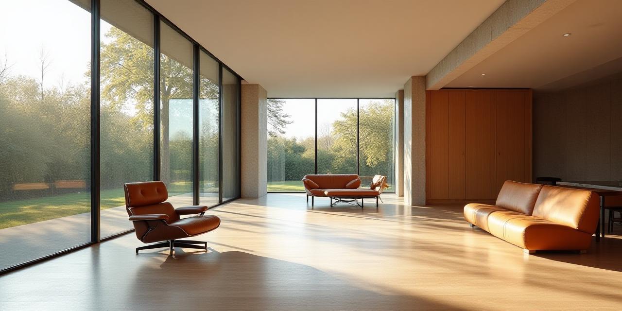 Bauhaus-inspired living space with modern furniture