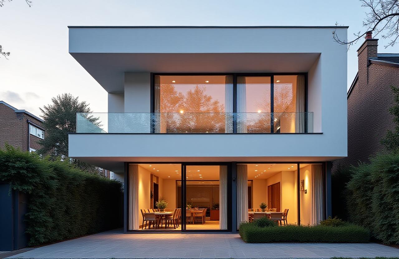 Modern London home with clean Bauhaus lines and floor-to-ceiling windows