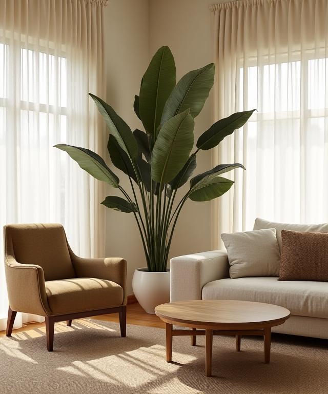 Minimalist living room with Bauhaus furniture and warm wooden textures